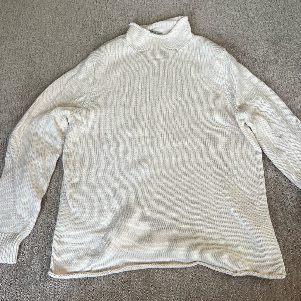 J CREW Mens Mock neck heavyweight sweater in beige off white size Large